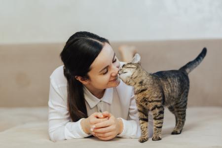 mijn kat likt mijn gezicht